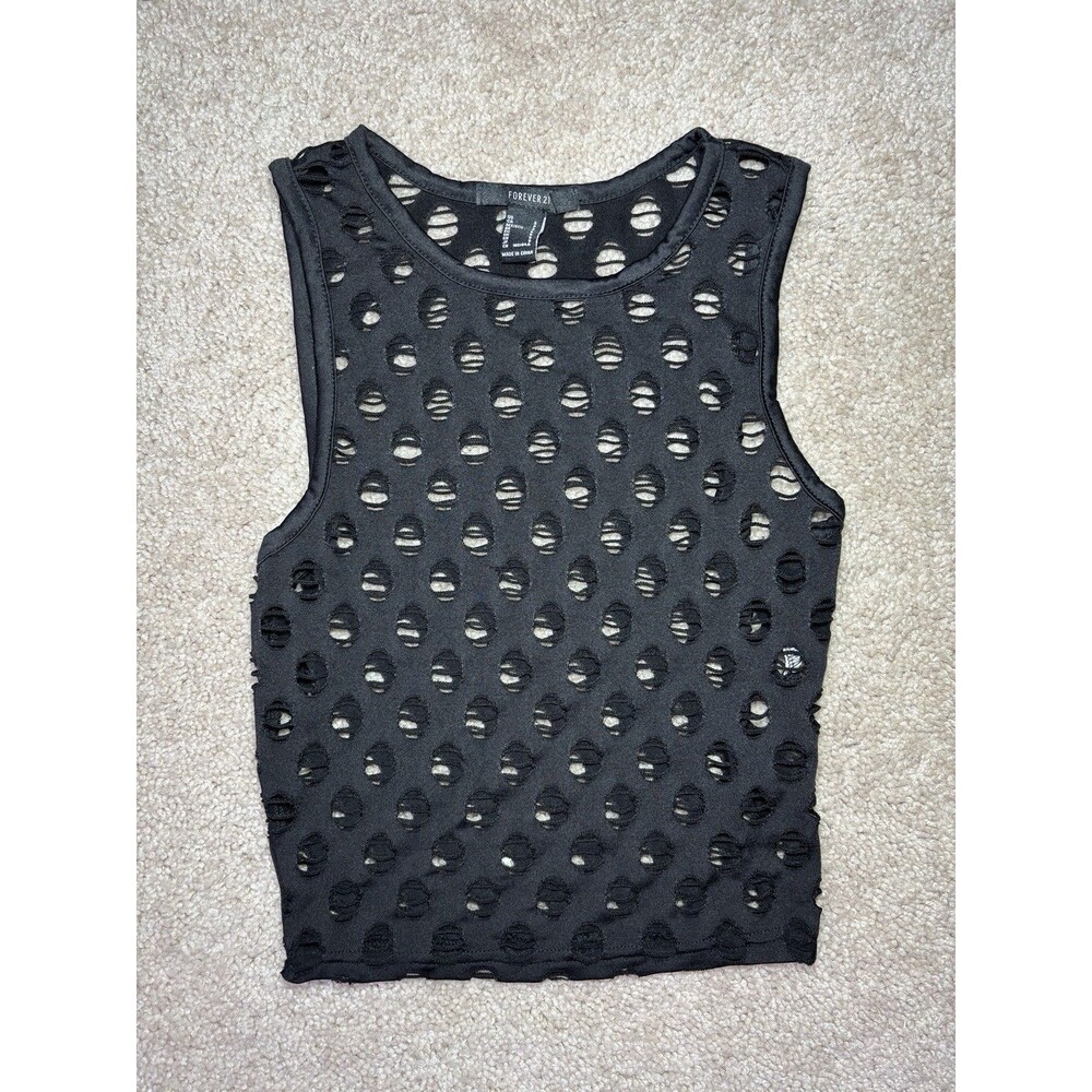 Forever 21 Crop Tank Top Size Small Black Cutout